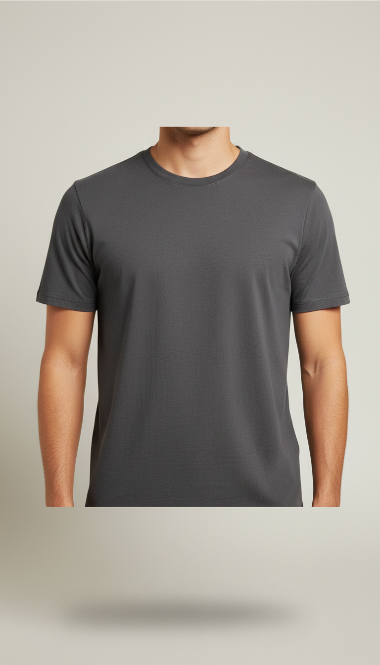 Men's Charcoal Cotton Crewneck Tee