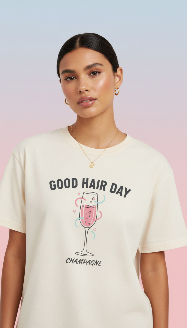Good Hair Day Champagne Tee