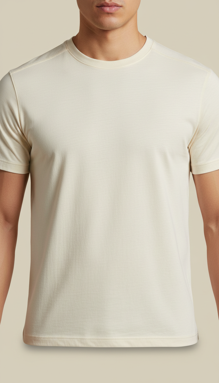 Ivory Crewneck Cotton T-shirt
