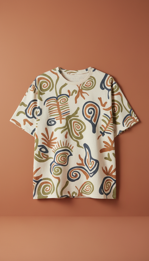 Cotton Shirt with Creative Pattern